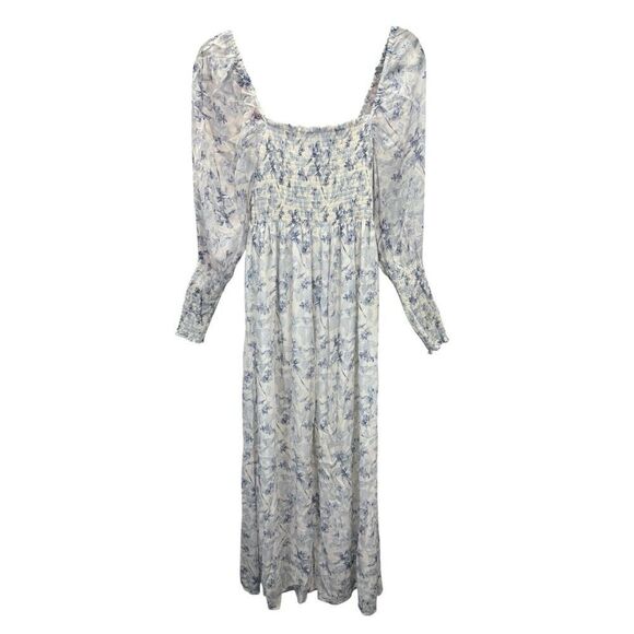 Hill House Home Angelica Nap Dress XS Blue Floral Long Sleeve 100% Viscose - Picture 3 of 13